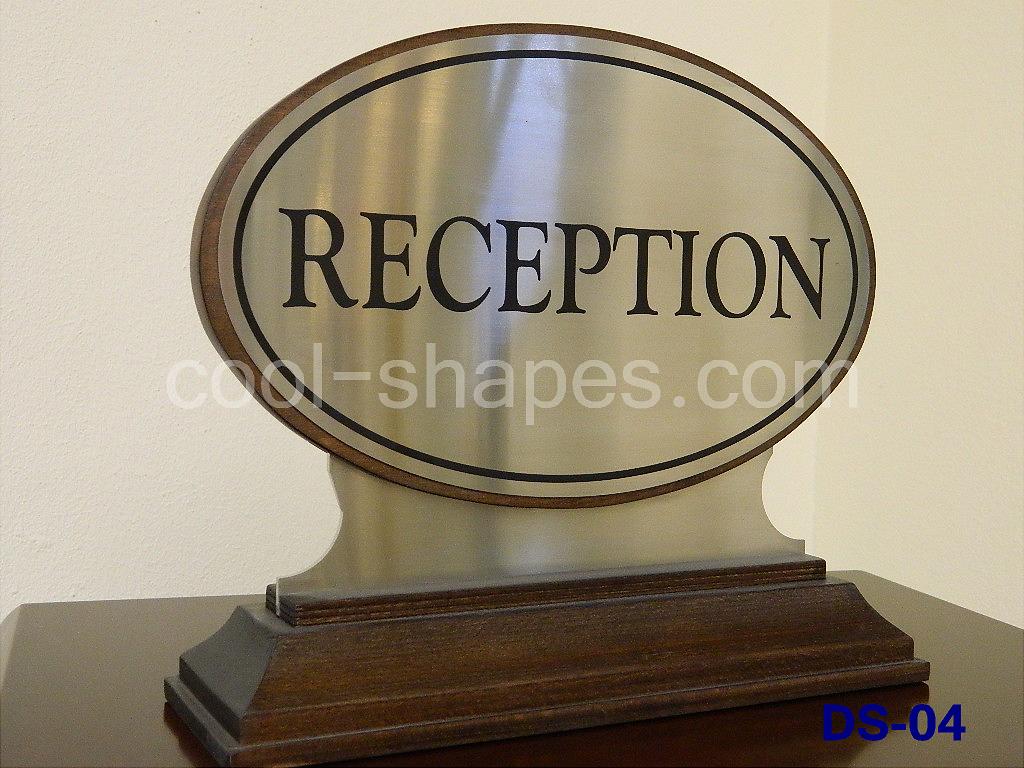 wooden silver plated desk sign desk plaque desk name, hotel sign, signage