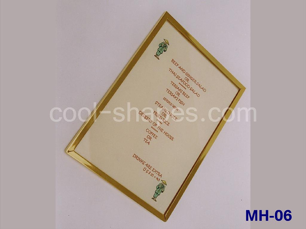 gold plated brass frame, Plexiglas face menu holder KSA