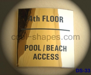 gold plated stainless steel door sign, directional hotel sign
