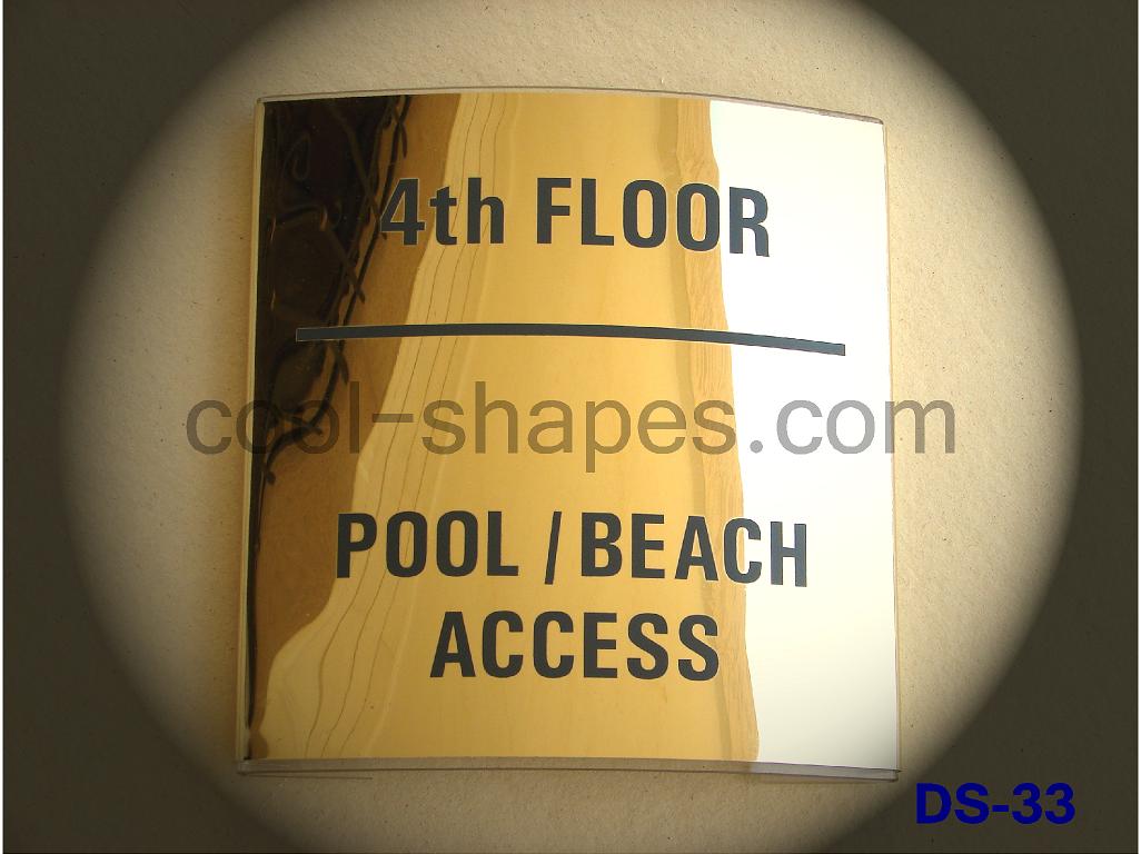 gold plated stainless steel door sign, directional hotel sign